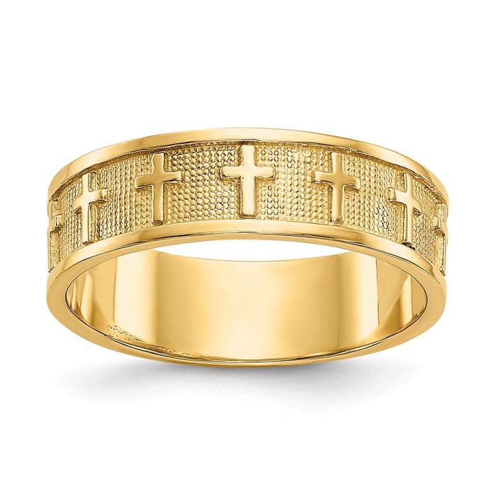 14k Polished & Satin Cross Band-C2103