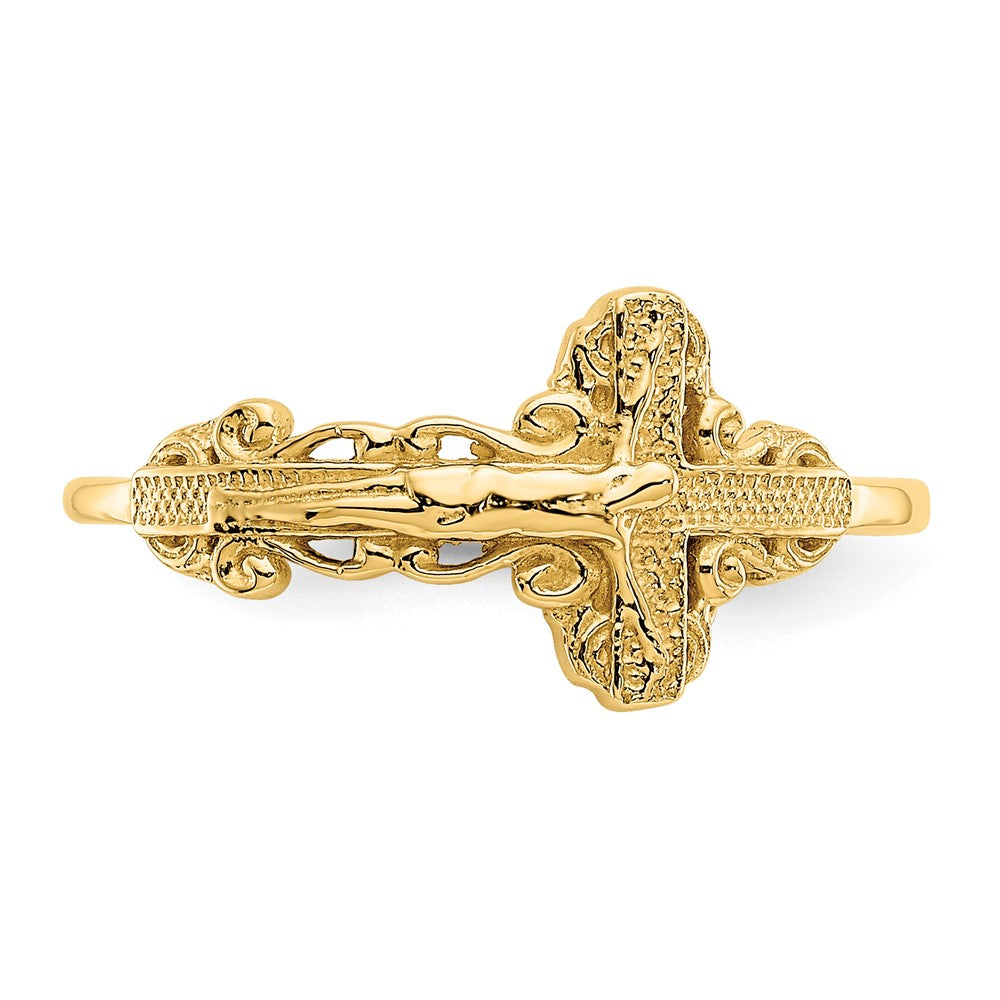 14k Diamond-Cut Crucifix Ring-C2113