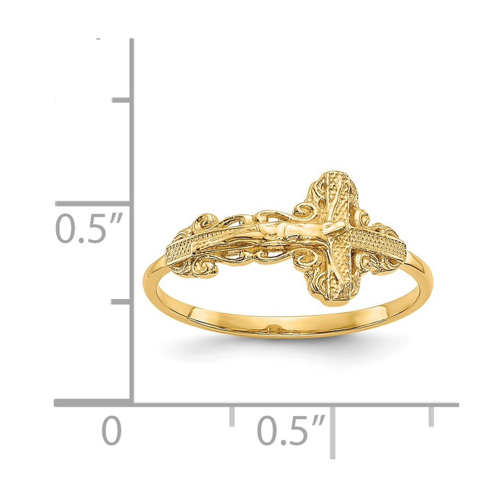 14k Diamond-Cut Crucifix Ring-C2113