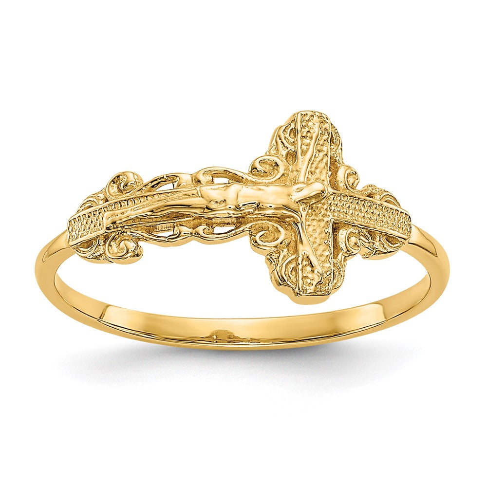 14k Diamond-Cut Crucifix Ring-C2113