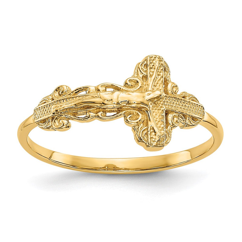 14k Diamond-Cut Crucifix Ring-C2113