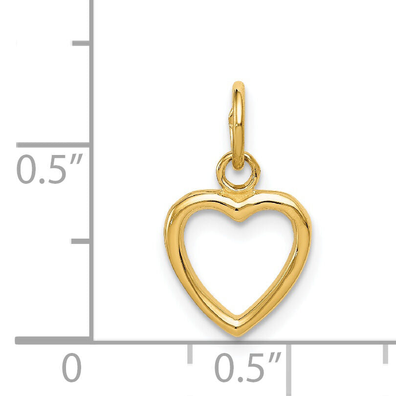 14K Polished Cut-out Heart Pendant-C2152