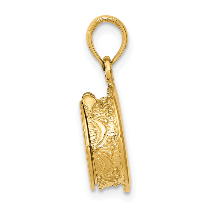 14k 3D Enamel Birthday Cake with Candle Inside Pendant-C2171