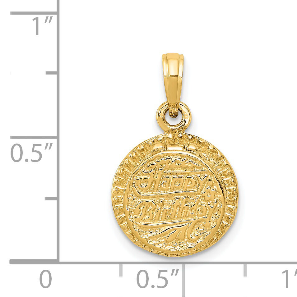 14k 3D Enamel Birthday Cake with Candle Inside Pendant-C2171