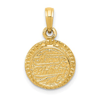 14k 3D Enamel Birthday Cake with Candle Inside Pendant-C2171