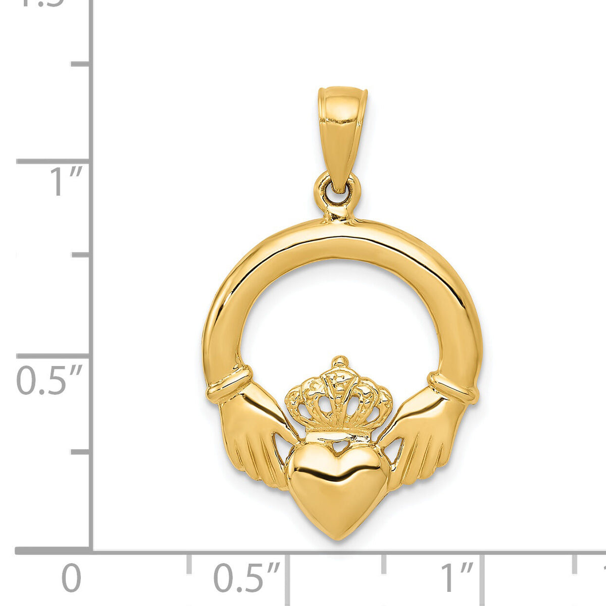 14k Polished Claddagh Pendant-C2192