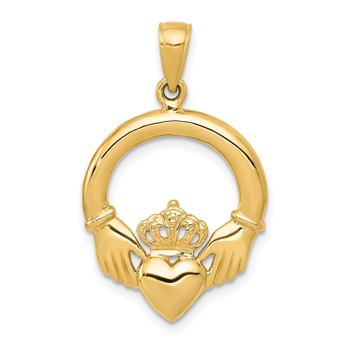 14k Polished Claddagh Pendant-C2192