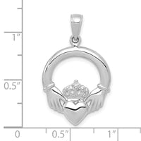 14k White Gold Polished Claddagh Pendant-C2192W