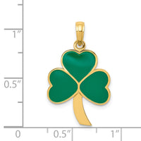 14k Green Enameled Shamrock Pendant-C2195