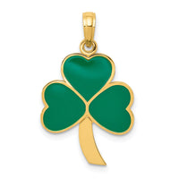 14k Green Enameled Shamrock Pendant-C2195