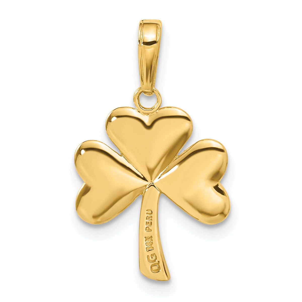 14k Polished Solid Shamrock Pendant-C2197