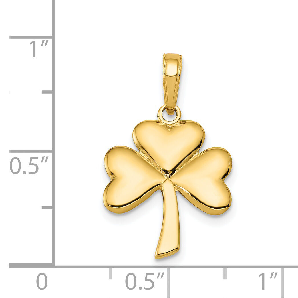 14k Polished Solid Shamrock Pendant-C2197