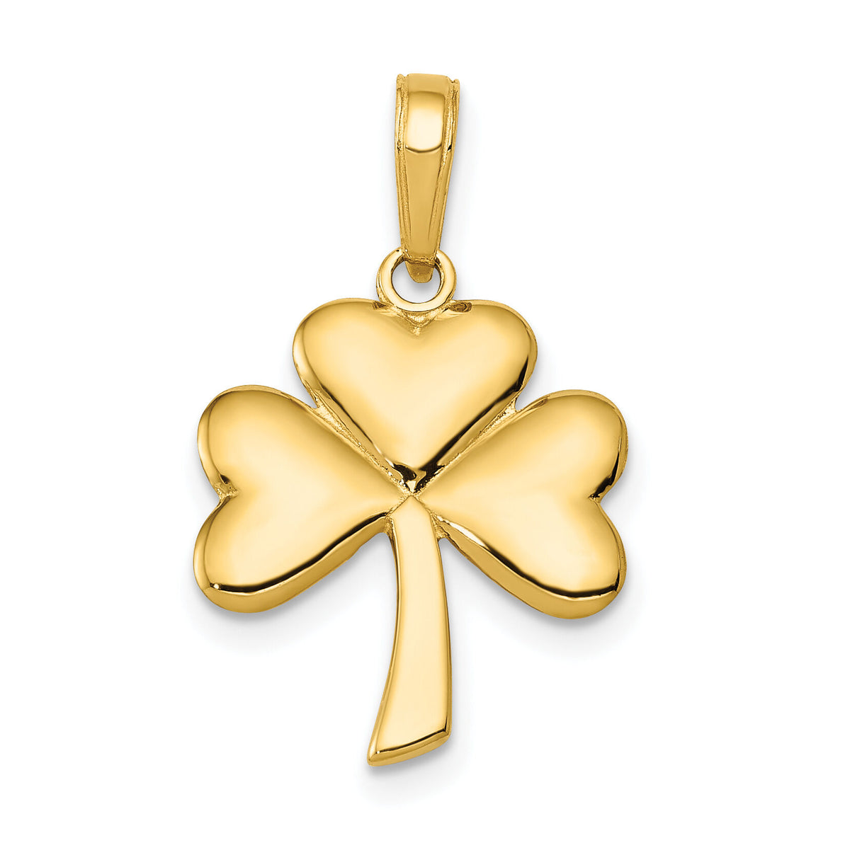 14k Polished Solid Shamrock Pendant-C2197
