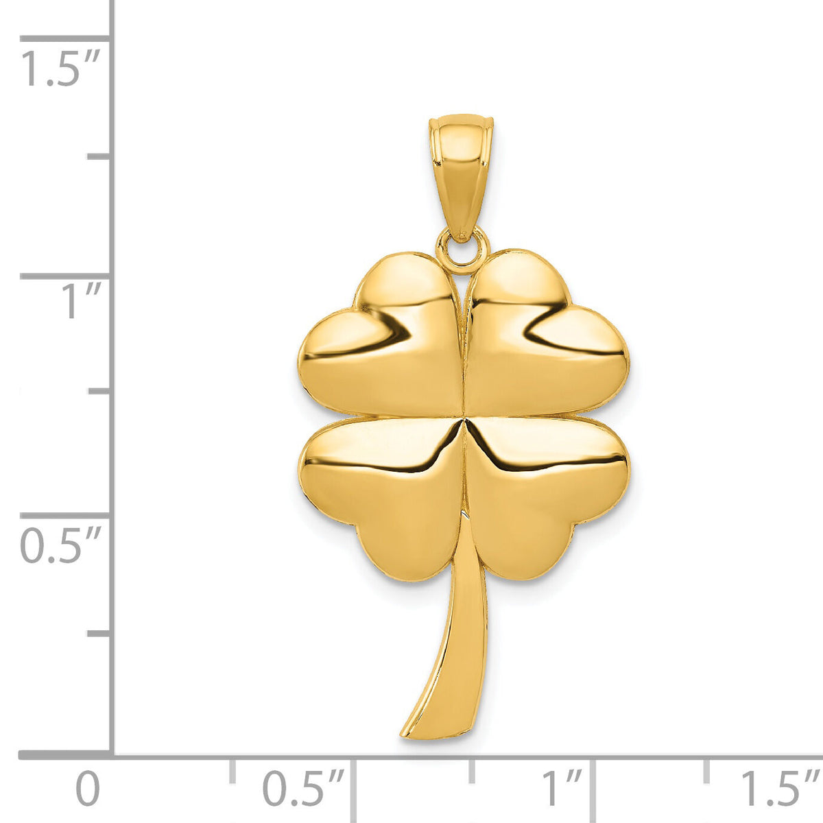14k Solid Polished 4-Leaf Clover Pendant-C2199