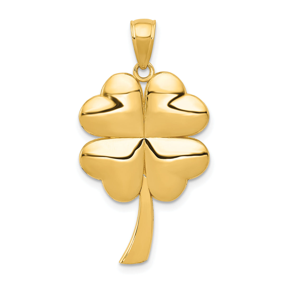 14k Solid Polished 4-Leaf Clover Pendant-C2199