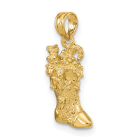 14k Solid Polished 3D Christmas Stocking Charm-C2210