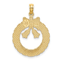 14k Satin/Polished Christmas Wreath Charm-C2211