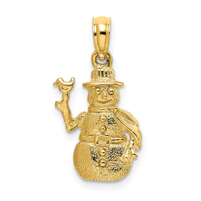 14k Satin and Polished 3-D Snowman Charm-C2212