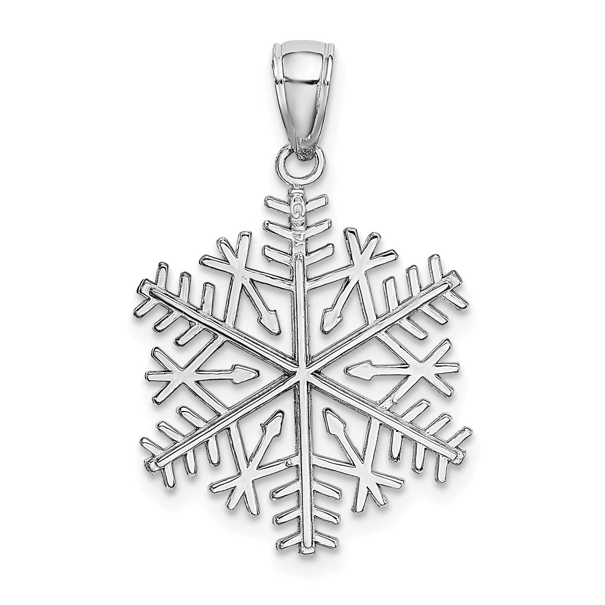 14k White Gold Polished Snowflake Pendant-C2215W