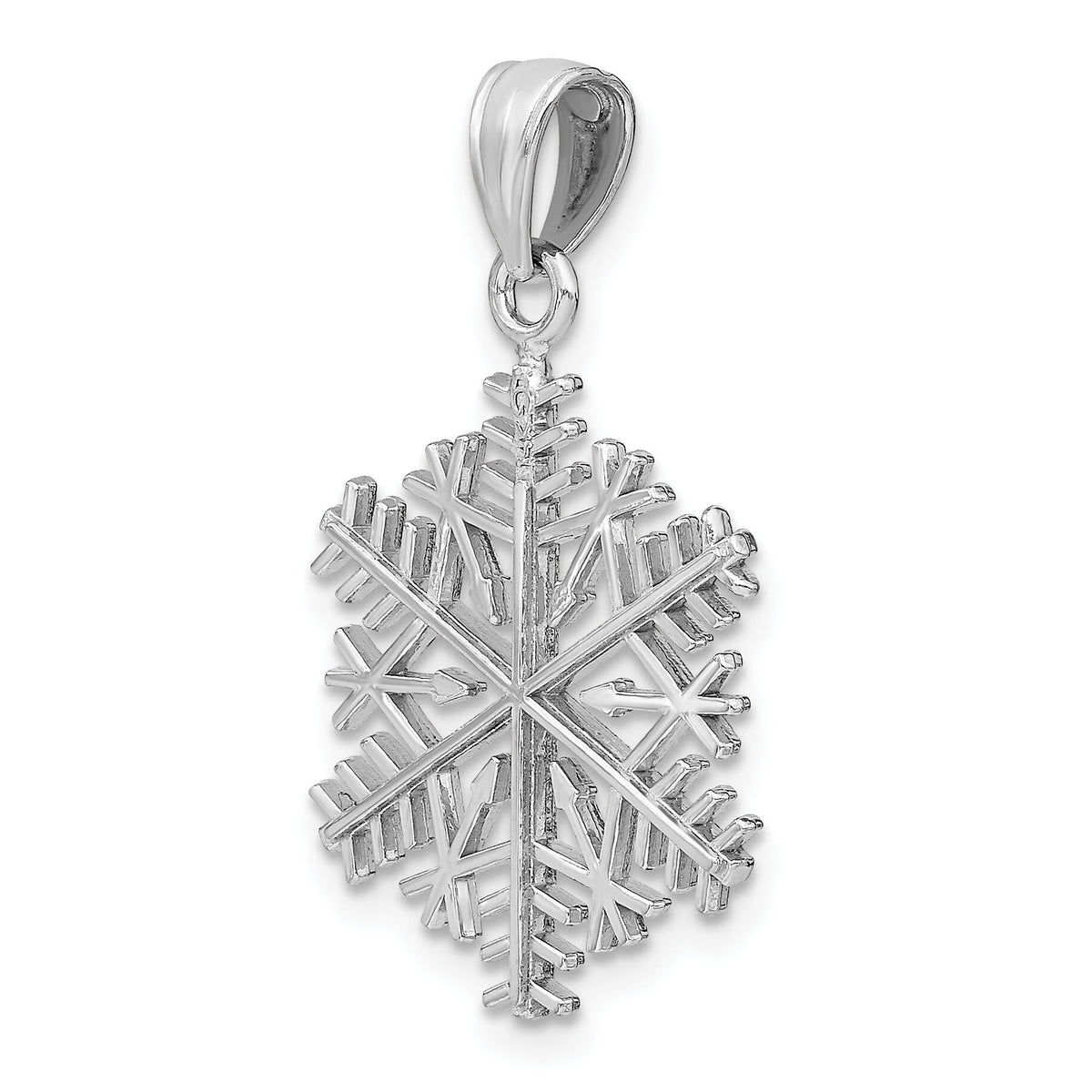 14k White Gold Polished Snowflake Pendant-C2215W