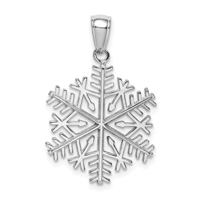 14k White Gold Polished Snowflake Pendant-C2215W