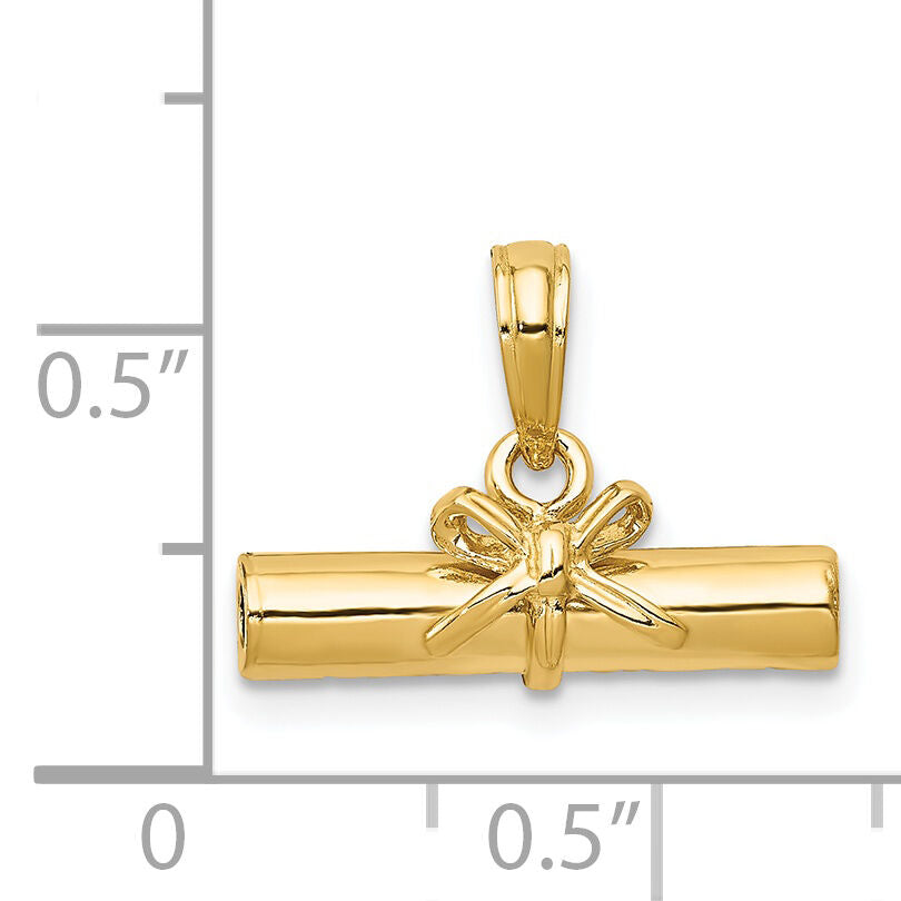 14k 3D Hollow Polished DIPLOMA Pendant-C2224