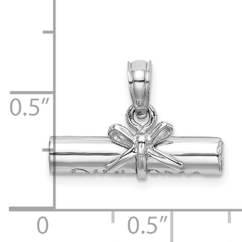 14K White Gold 3-D DIPLOMA  Rolled Up Charm-C2224W
