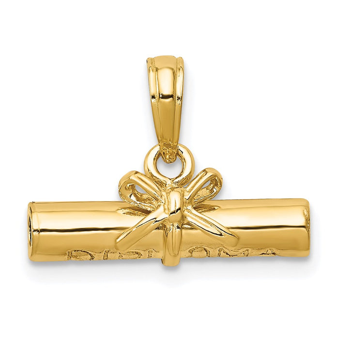 14k 3D Hollow Polished DIPLOMA Pendant-C2224