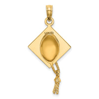 14k Solid Polished 3-D Graduation Cap Pendant-C2229