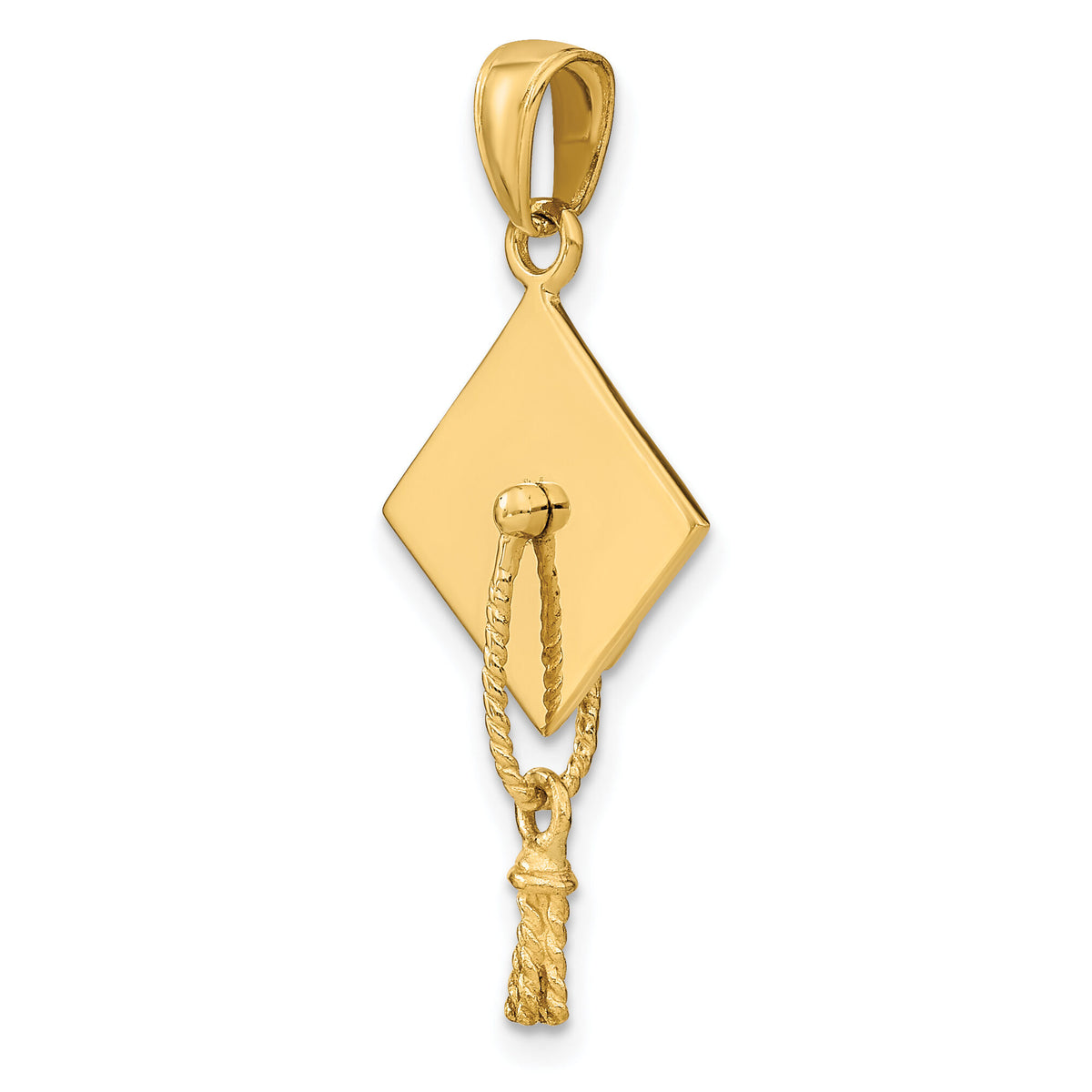14k Solid Polished 3-D Graduation Cap Pendant-C2229