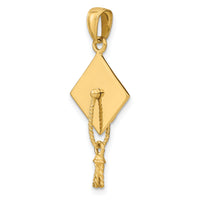 14k Solid Polished 3-D Graduation Cap Pendant-C2229
