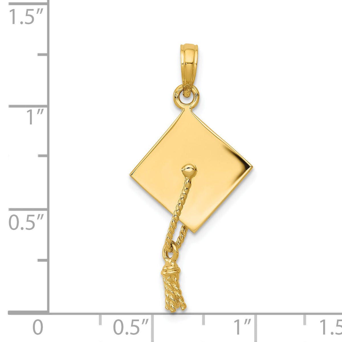 14k Solid Polished 3-D Graduation Cap Pendant-C2229