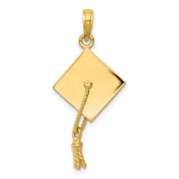 14k Solid Polished 3-D Graduation Cap Pendant-C2229