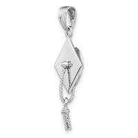 14K White Gold 3-D Graduation Cap w/ Moveable Tassle Charm-C2229W