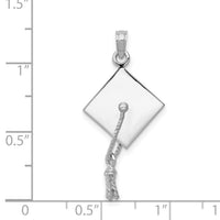 14K White Gold 3-D Graduation Cap w/ Moveable Tassle Charm-C2229W