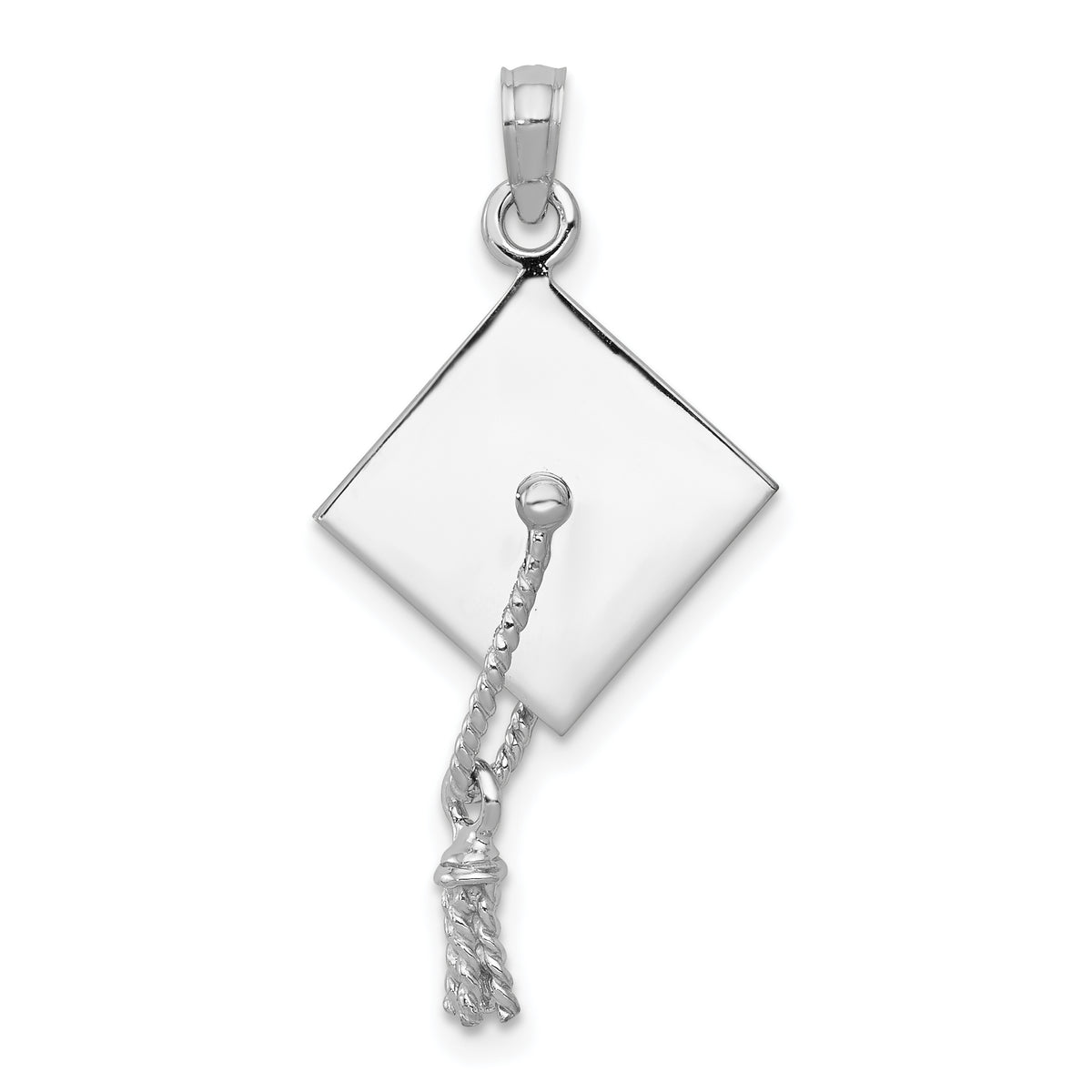 14K White Gold 3-D Graduation Cap w/ Moveable Tassle Charm-C2229W