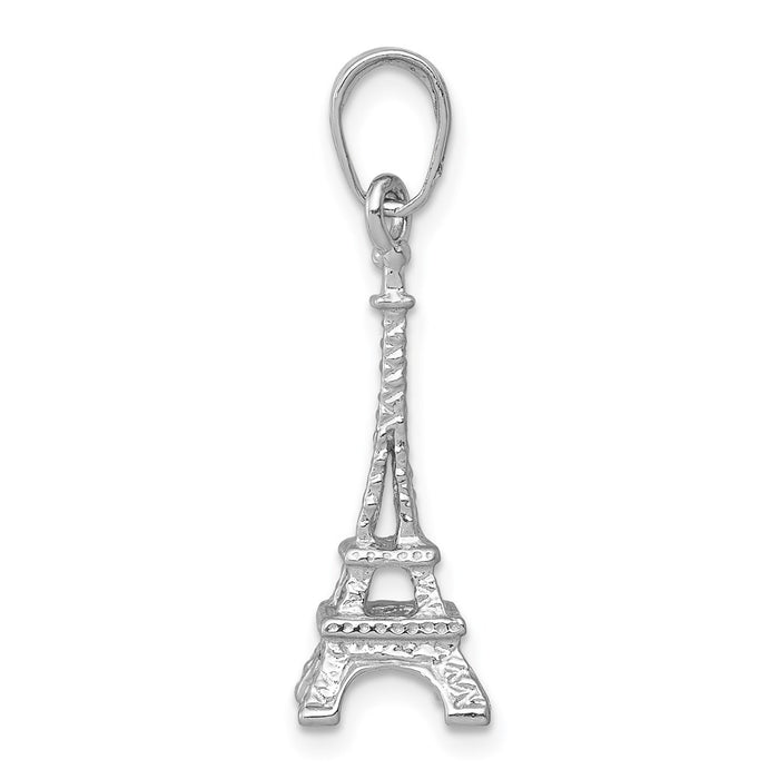 14k White Gold Solid Polished 3-D Eiffel Tower Charm-C2235W