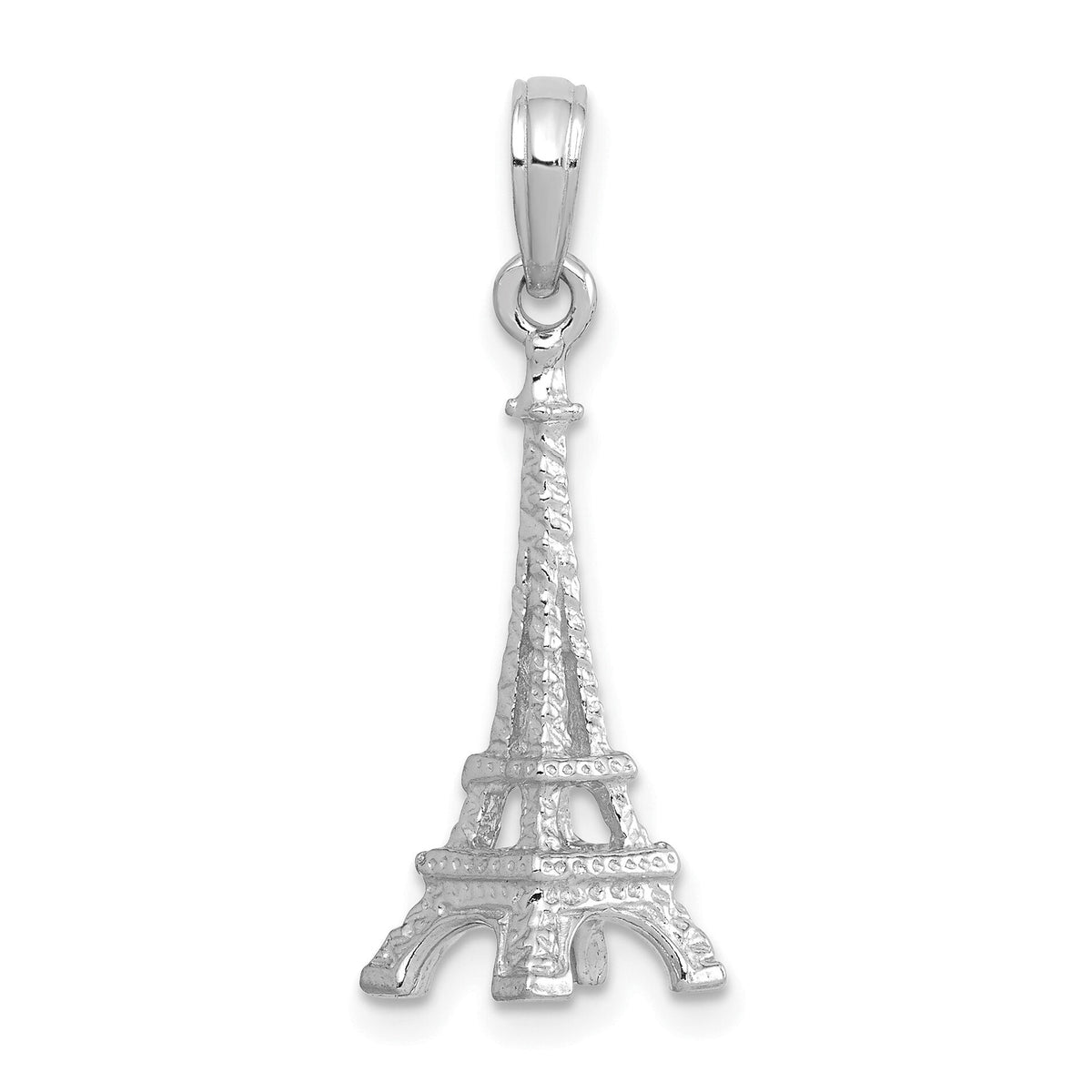 14k White Gold Solid Polished 3-D Eiffel Tower Charm-C2235W