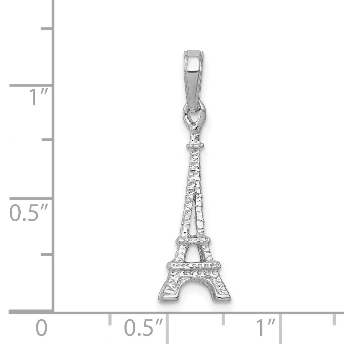 14k White Gold Solid Polished 3-D Eiffel Tower Charm-C2235W