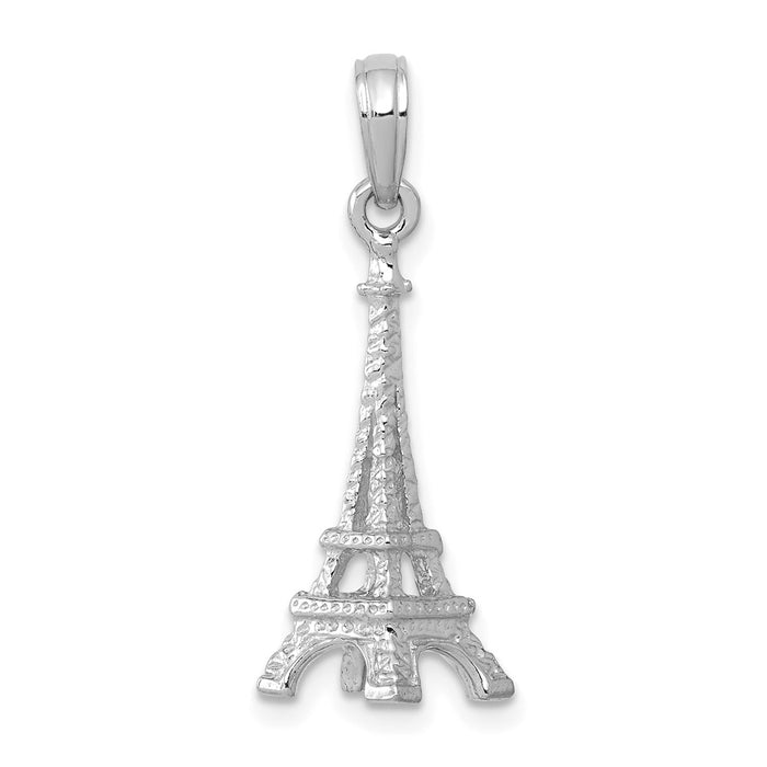 14k White Gold Solid Polished 3-D Eiffel Tower Charm-C2235W