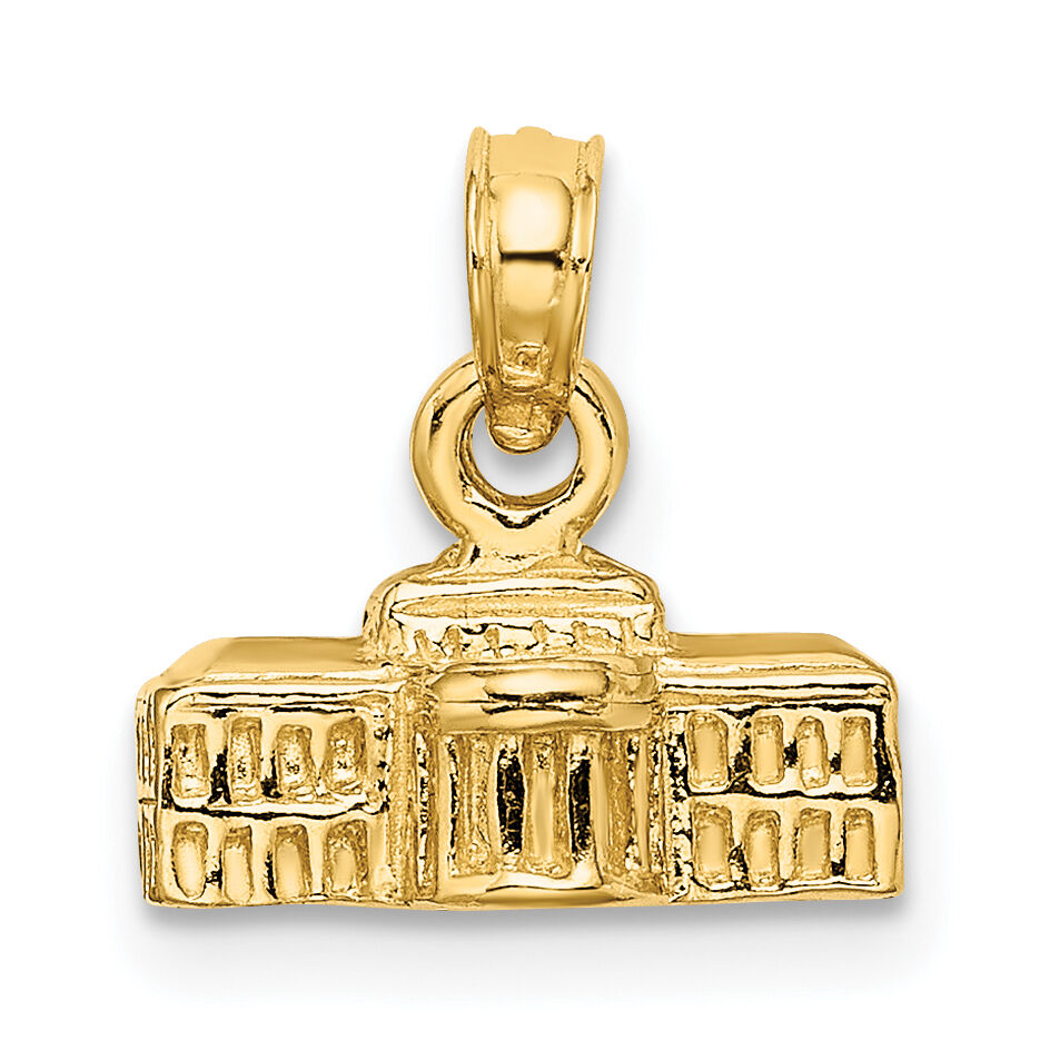 14k 3D White House Pendant-C2239