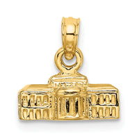 14k 3D White House Pendant-C2239