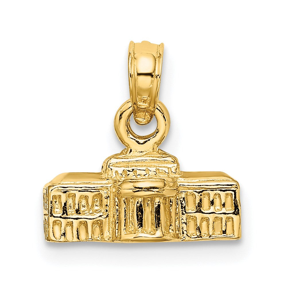 14k 3D White House Pendant-C2239