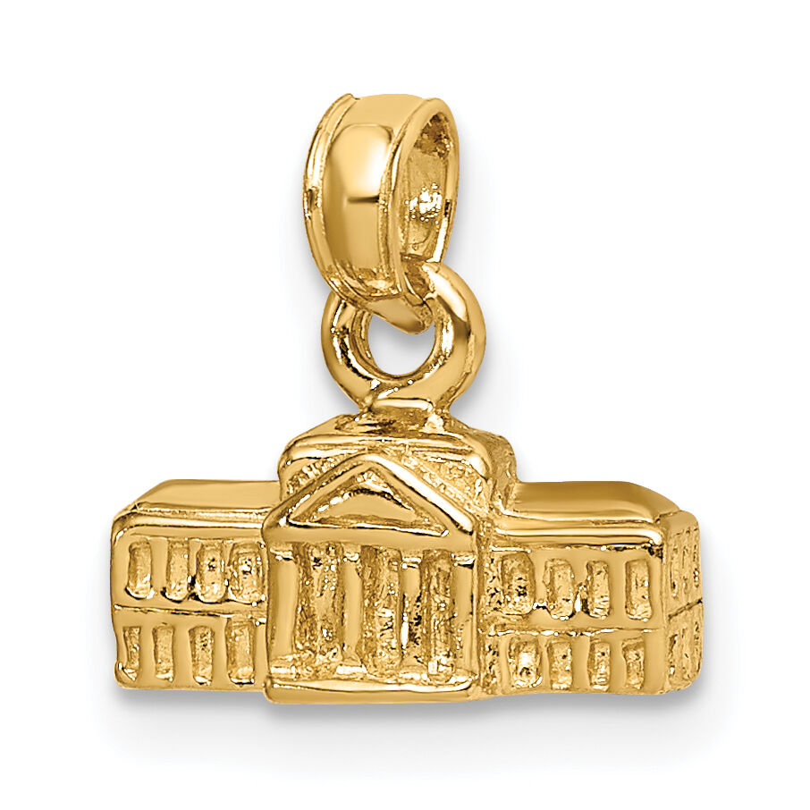 14k 3D White House Pendant-C2239