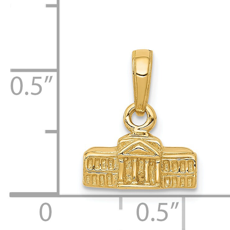14k 3D White House Pendant-C2239