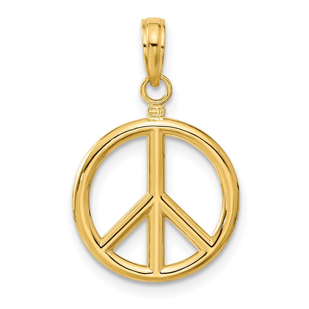 14k 3D Polished Peace Sign Charm-C2247