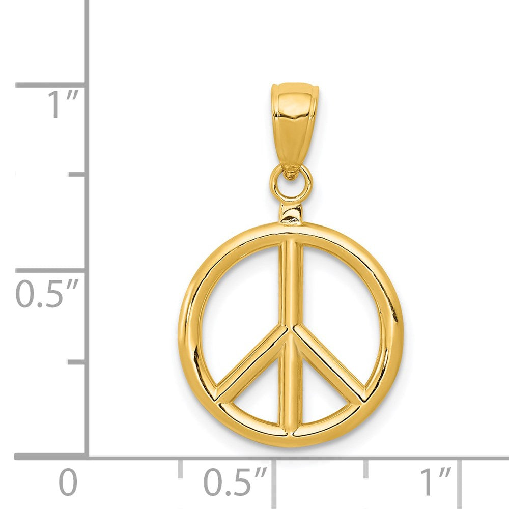 14k 3D Polished Peace Sign Charm-C2247
