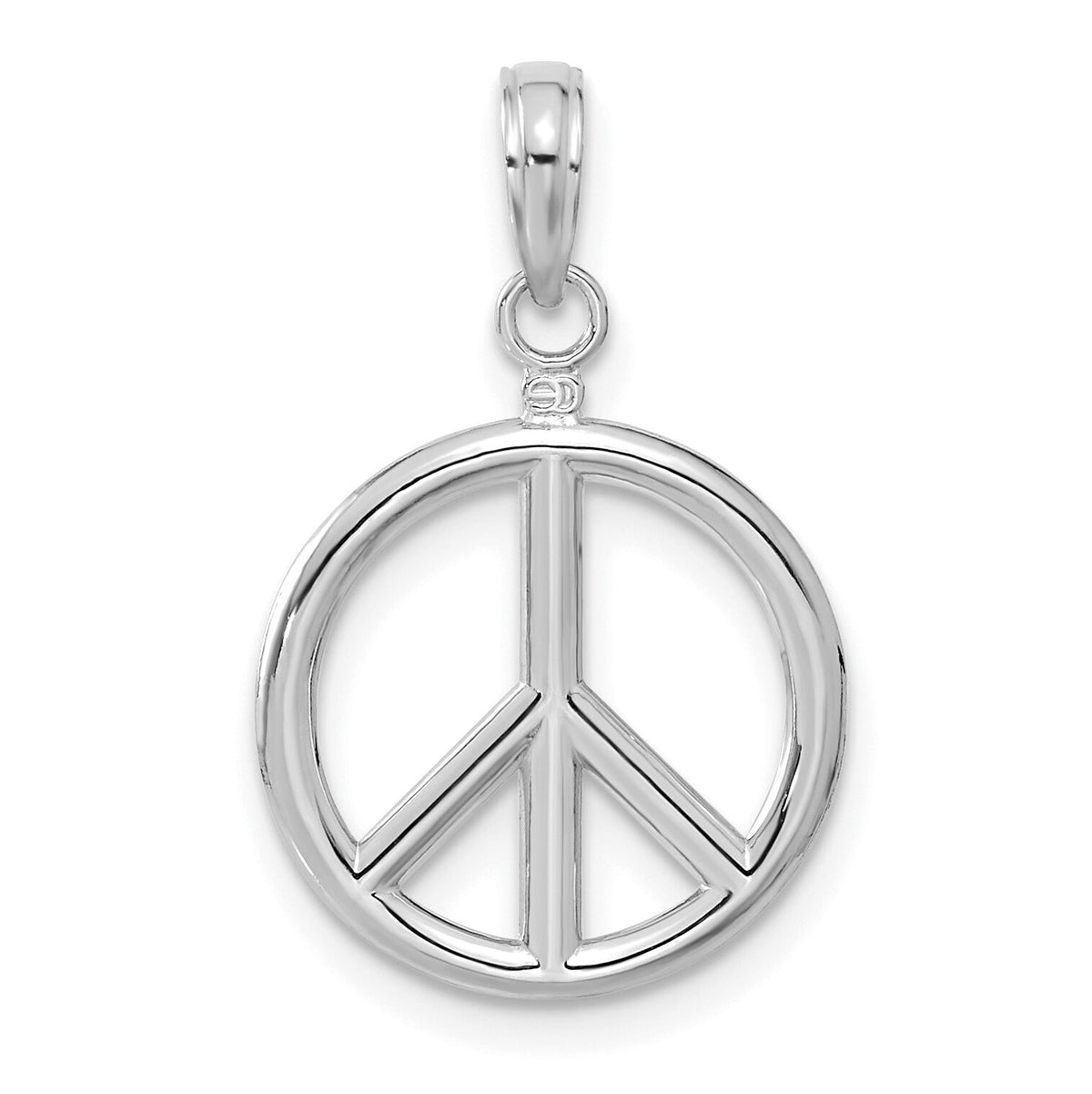 14k White Gold 3D Polished Peace Sign Charm-C2247W