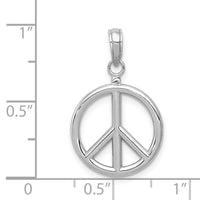 14k White Gold 3D Polished Peace Sign Charm-C2247W