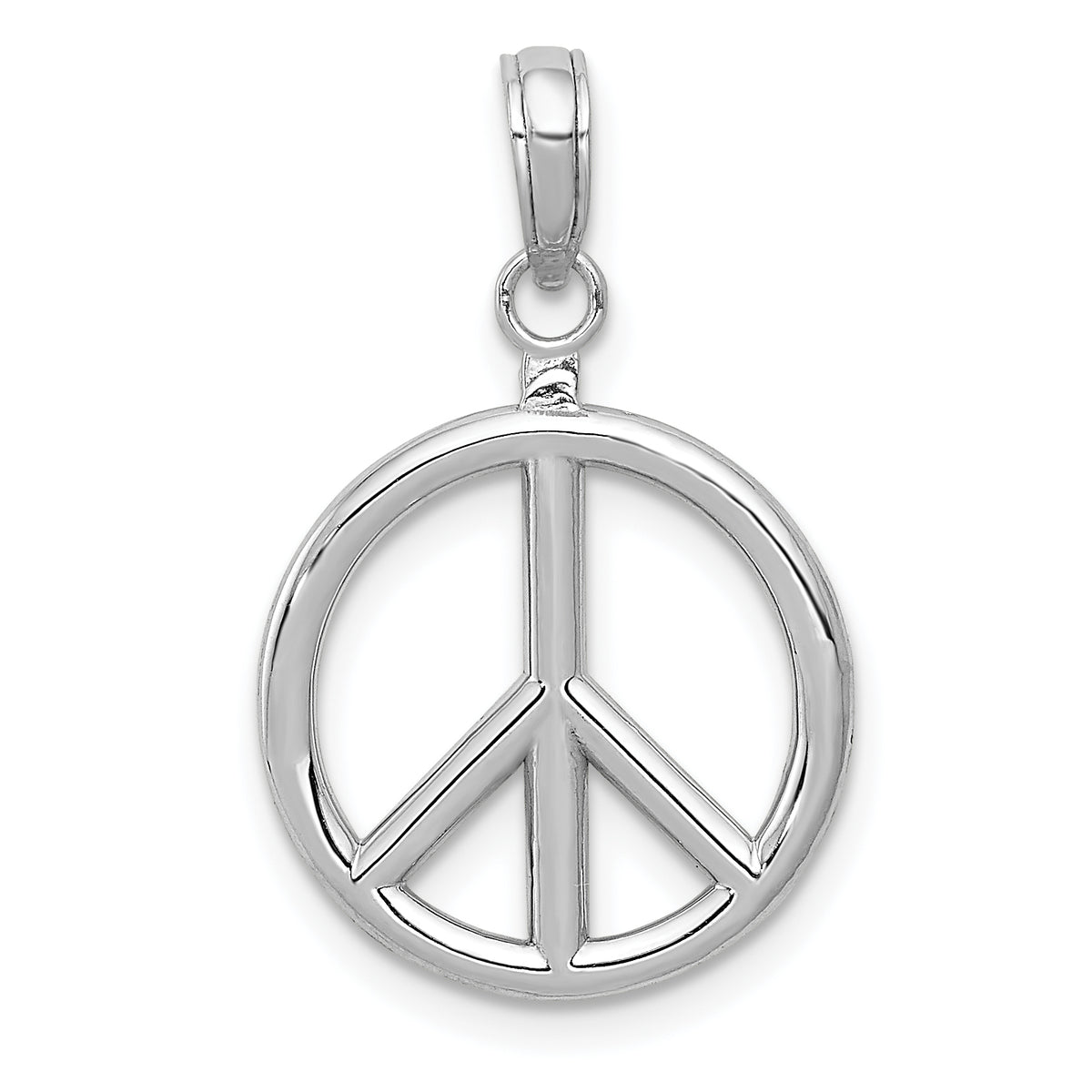14k White Gold 3D Polished Peace Sign Charm-C2247W